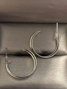 Minimalist Silver-Toned C-Shaped Open Hoop Earrings